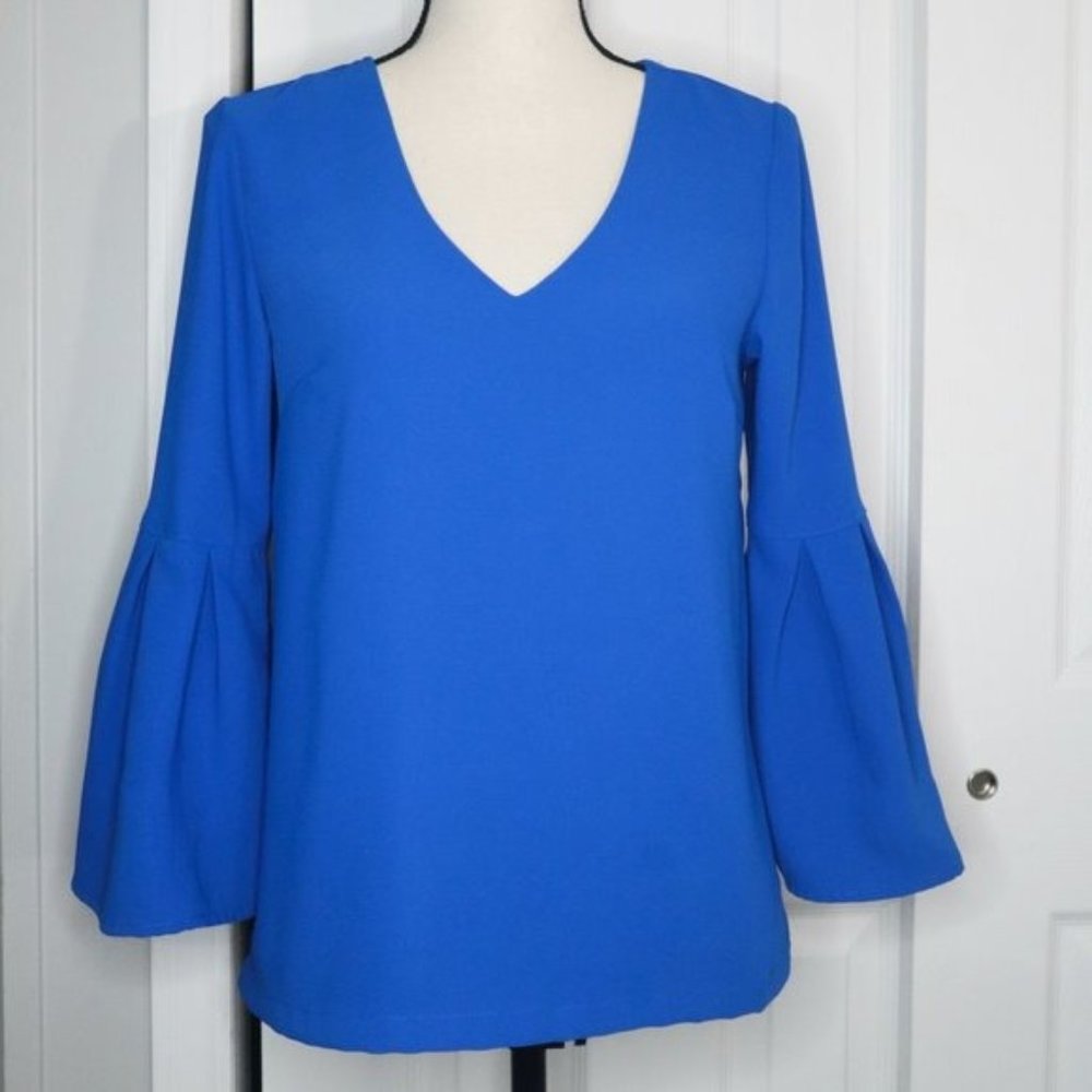 H&M Royal Blue Blouse with Bell Sleeve Size 4